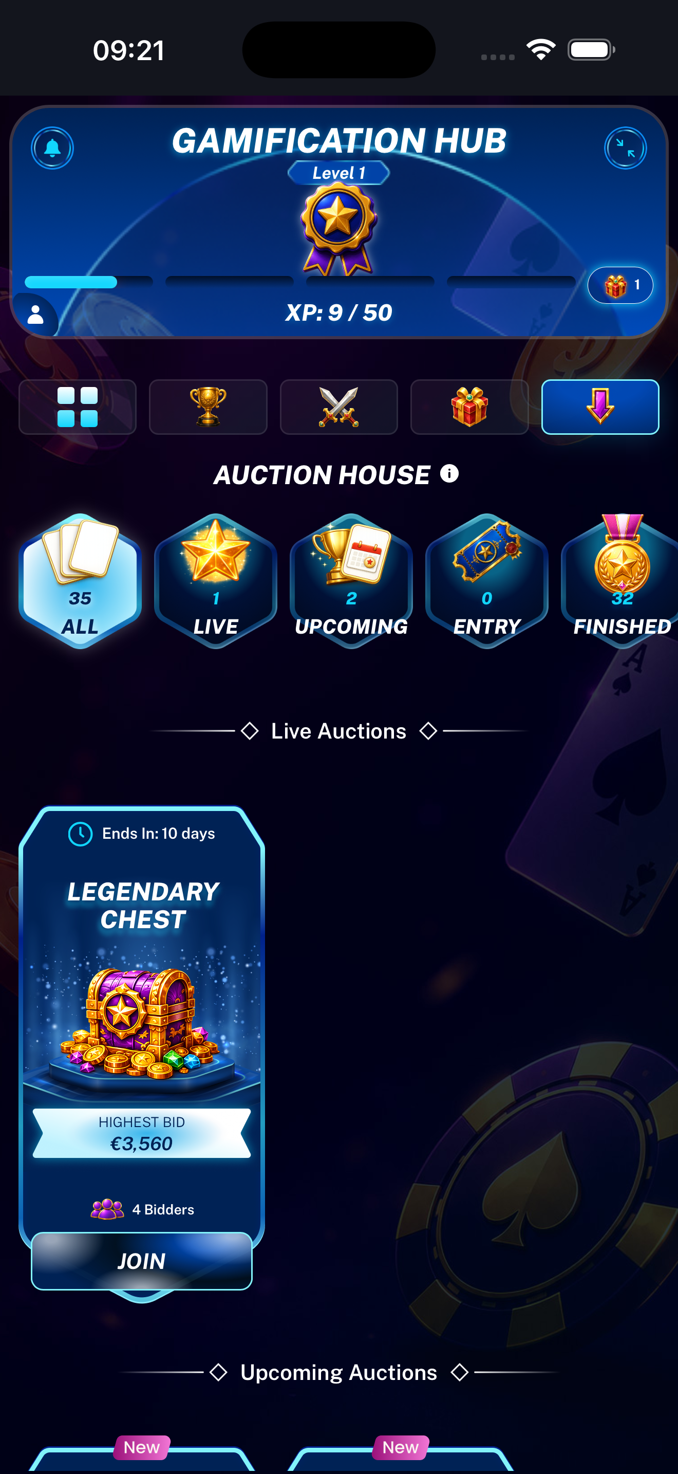 Auction House landing page displayed on a mobile phone